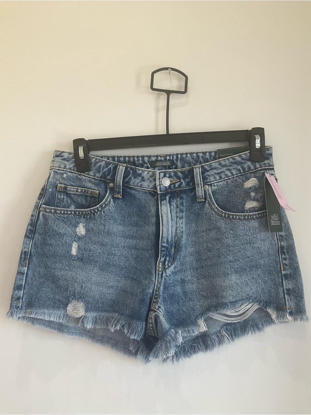 wild fable Distressed High-Rise Denim Shorts - Light Blue